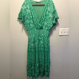 Chic Green Floral Midi Dress